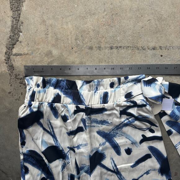 Patrizia Luca Wide Leg Pants Women's S Navy Printed Bold Pattern Elastic Waist - Picture 9 of 13